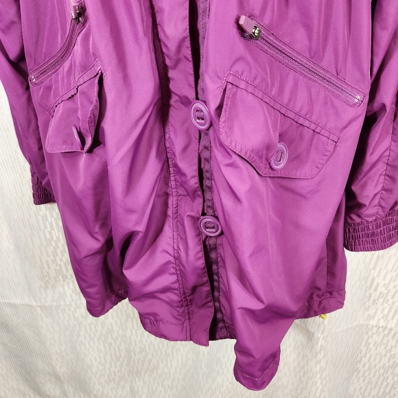 Athleta Shock Cord Anorak Hooded Jacket purple neon mesh lining medium - Picture 6 of 16
